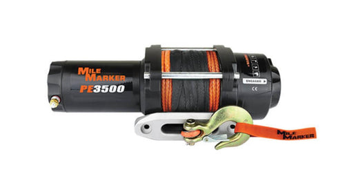 Winch Mile Marker 77-53112BW PE3500 3500 lb Pulling Capacity fits 1993 2000 TRX300 FourTrax - Waterproof, 50′ of Synthetic Rope, 2.4 HP Permanent Magnet Motor, Automatic Load Holding Brake
