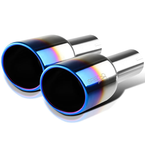 2.5" Inlet Spec-D Tuning 4" Outlet Slant Titanium Burnt Stainless Steel Exhaust Muffler Tip