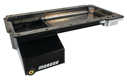 Moroso Front Sump Swap Oil Pan 20146 in Steel, Fits GM LS Engines, Use with Remote Oil Filter