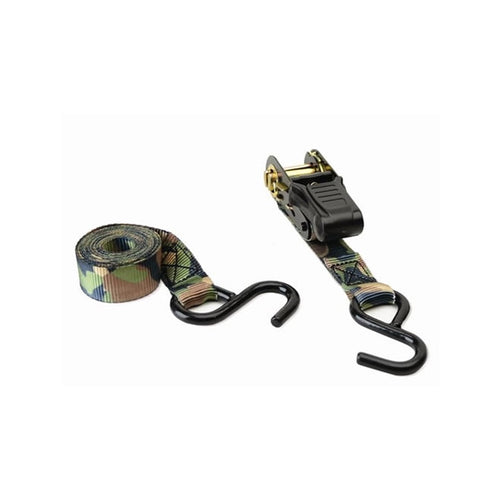 HME Reliable Durable Versatile Weather-Resistant Camouflage Ratchet 1500 lb Capacity 1' x 8' Tie-Down Straps - 2 Pack