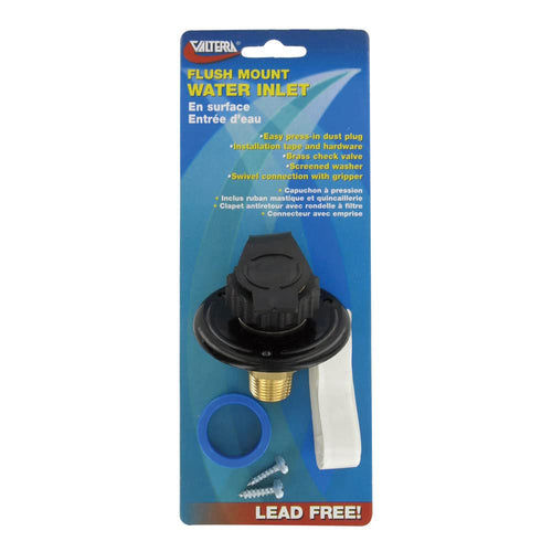 Valterra A01-0169LFVP Water Inlet Black Plastic Lead-Free Flange