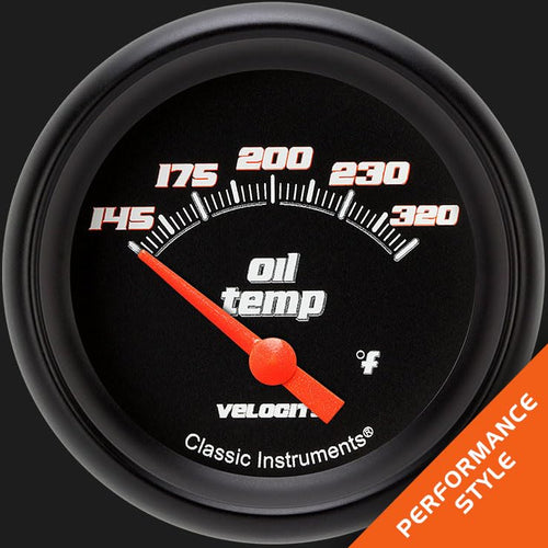 Velocity Black Classic Instruments 2 5/8" Oil Temperature Gauge VS228BBPF