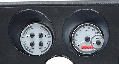 Dakota Digital VHX-69P-FIR-S-R Analog Dash Gauge System Compatible with 1969 Pontiac Firebird Silver Alloy Red Backlighting