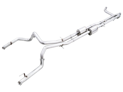 22-23 GMC Sierra 1500 AT4X AWE Tuning 6.2L 0FG Catback Split Dual (Flat Bumper) - Bashguard(No Tips) - 3015-31972
