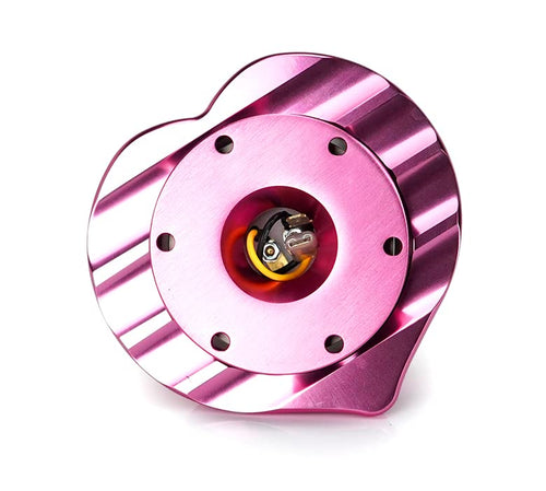 NRG Innovations Steering Wheel NRG-SRK-143PK Quick Release Kit Adapter Pink Body/Pink Heart Shape Ring Flares, 6x70mm & 6x74mm Bolt Pattern