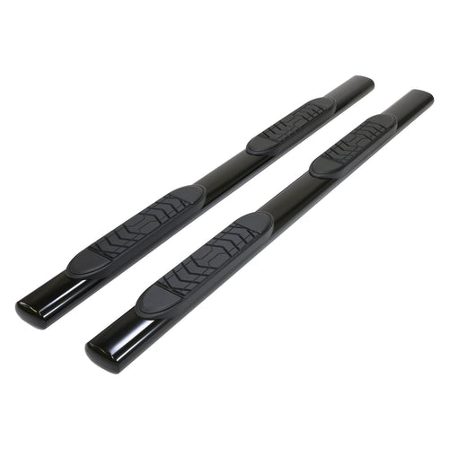 TrailFX Side Step Bars 2023–2025 Chevy Silverado 1500 Fits 5 Inch Oval Straight Nerf Bars with Step Pads Black Semi-Gloss Powder-Coated Steel Rocker Panel Mount Set of 2 TrailFX A7089B