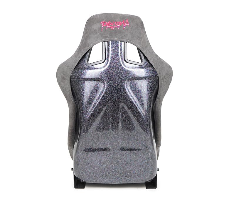 NRG Innovations Universal Fixed Back NRG-FRP-302GM-PRISMA Bucket Racing Seat for 5-Point Harnesses, Size L, Gun Alcantara Material, 24" W X 35" H X 18" D