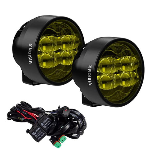 Vision X Lighting Cannon Race Pair of 4 SAE Selective Yellow Fog Lights W/Harness