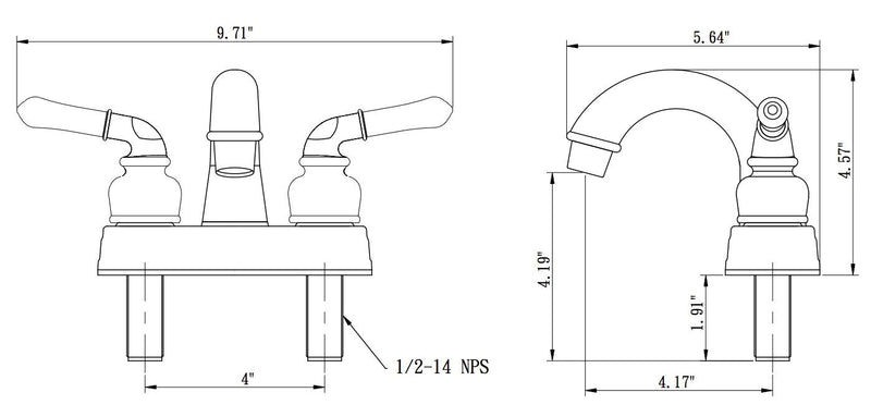 Dura Faucet RV Bathroom Sink Faucet DF-PL620C-CP - Smooth Turning 2-Lever (Chrome)