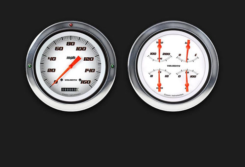 Classic Instruments Velocity CT54VSW52-LS White Direct Fit Gauge Package LS Swap 4 5/8" Speedometer and Quad Gauge Fits 1954-1955 Chevy Truck
