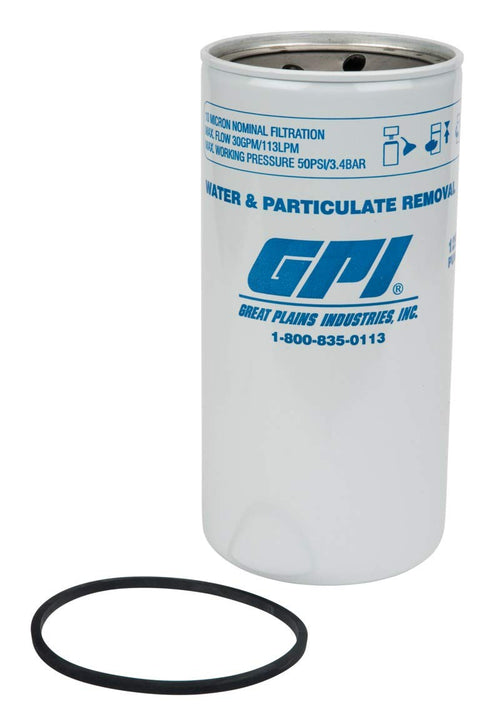 GPI Water and Particulate PW-30-10-1.5 Fuel Filter, 30 GPM (113 LPM), 10 Micron, 1.5-16 UNF Thread (GPI Genuine Accessory 129320-02)