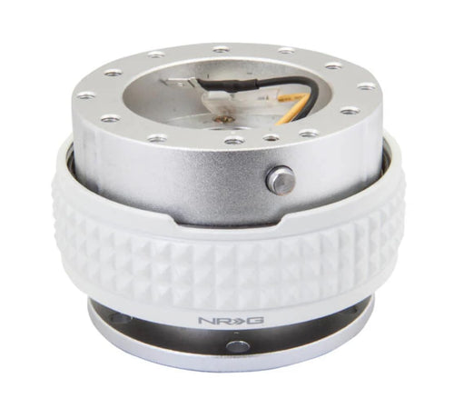 NRG Innovations GEN 2.1 NRG-SRK-210SL-GL Steering Wheel Quick Release Adapter, 6-Hole & 6x70 and 6x74mm Bolt Patterns Silver Body/Glow in the Dark Pyramid Ring