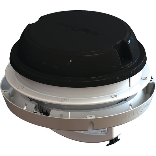 Maxxfan Dome Plus MAXXAIR with LED Light, 6" Round 12V Ventilation Fan - Compact Solution for Rooftop or Sidewall Ventilation, Exhaust Only, Fan Guard Rain Shield, Moisture Control, Black (00-03810B)