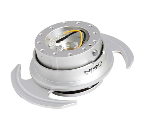 NRG Innovations GEN 3.0 NRG-SRK-650SL Race Steering Wheel Quick Release Hub Adapter, 6-Hole Design & 6x70 and 6x74mm Bolt Patterns, Silver Body/Silver Ring With Handles