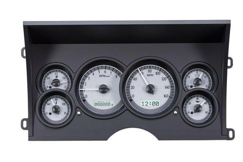 Dakota Digital VHX System-Silver Alloy Style Face Compatible with 1988-94 Chevy Pickup w/White Display