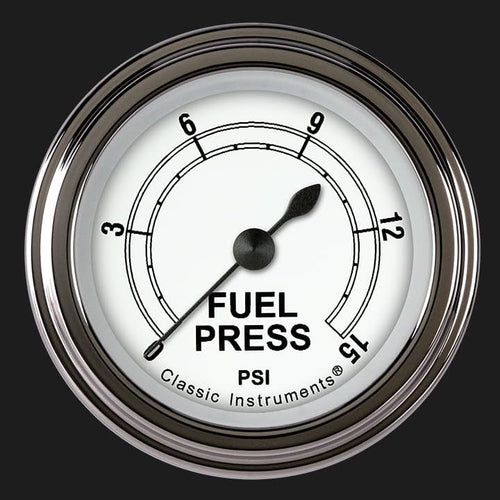 Classic Instruments Classic White CW145SLF 2-1/8" Fuel Pressure Gauge 15 PSI Electric