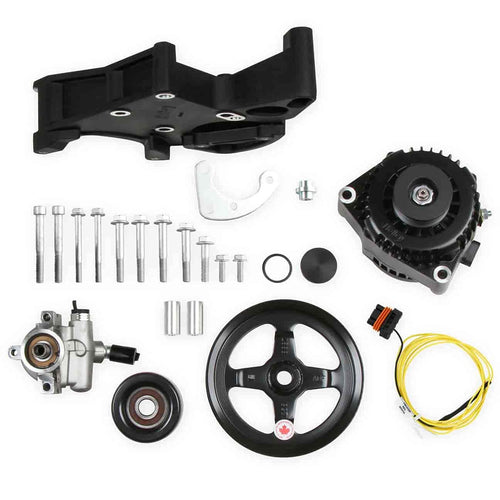 Holley LS/LT Alternator & Power Steering Pump Accessory Drive Kit - Black Finish Driver's Side Bracket 20-143BK