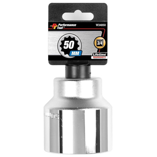 W34850 Performance Tool 3/4-Inch Drive 12-Point Standard Socket 50mm