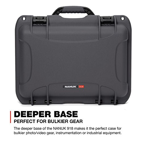 Lightweight Nanuk 918 Waterproof NK-7 Resin Protective Case With Padded Divider, Graphite
