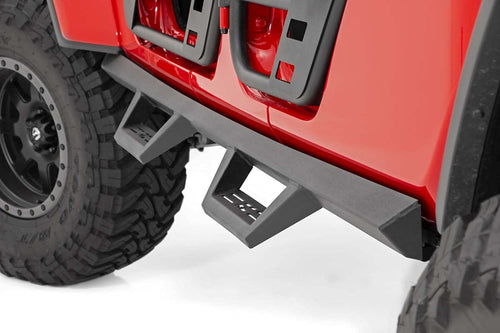 Contoured Rough Country Drop Steps for Jeep Gladiator JT (2020-2025) - Flush Fit Rails with Side Steps