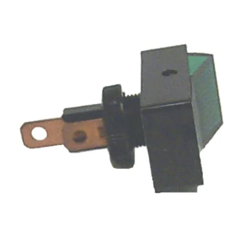Sierra International Illuminated RK21430 Surface Mount Rocker Switch with Brass Blade Terminals, Green