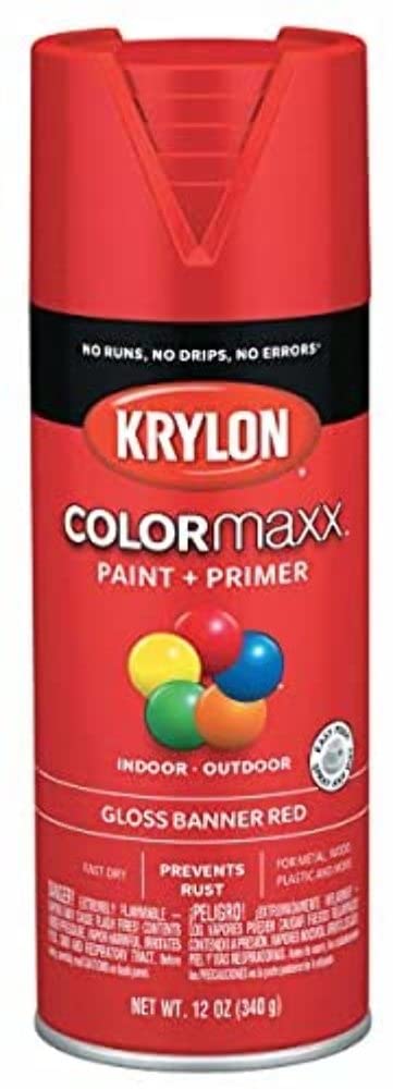 Spray Paint COLORmaxx + Primer, Gloss Banner Red, 12-oz.