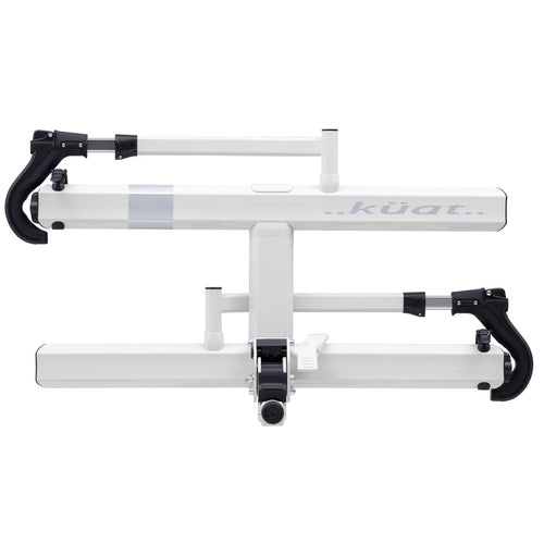 Sherpa 2.0 KUAT Durable Lightweight Aluminum Compact 2 Bike Transporting Hitch Rack with Cable Lock & Foldable Tire Cradles | Capacity - 40 Lbs per Tray, Pearl & Silver Anodize, 2"