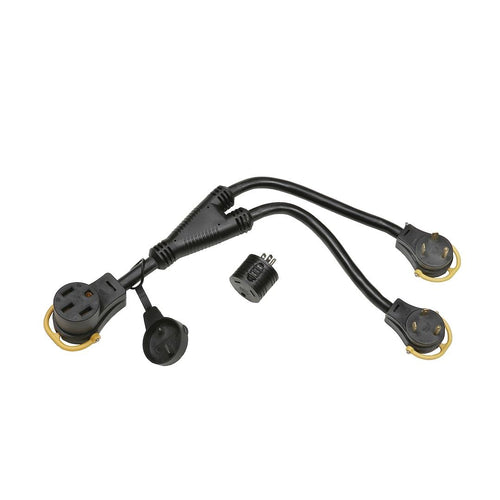 Multi-Max Generator Y-Adapter Cord Arcon 17341 50 Amp 14-50P Male to Dual 30 Amp L5-30R Twist Lock Female, 17 Inch Legs with 30A-to-20A Adapter, Waterproof, Easy-Grip Handles