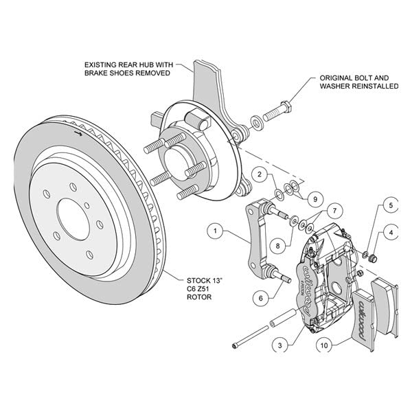 Rear Caliper & Bracket Kit FNSL4R - Red