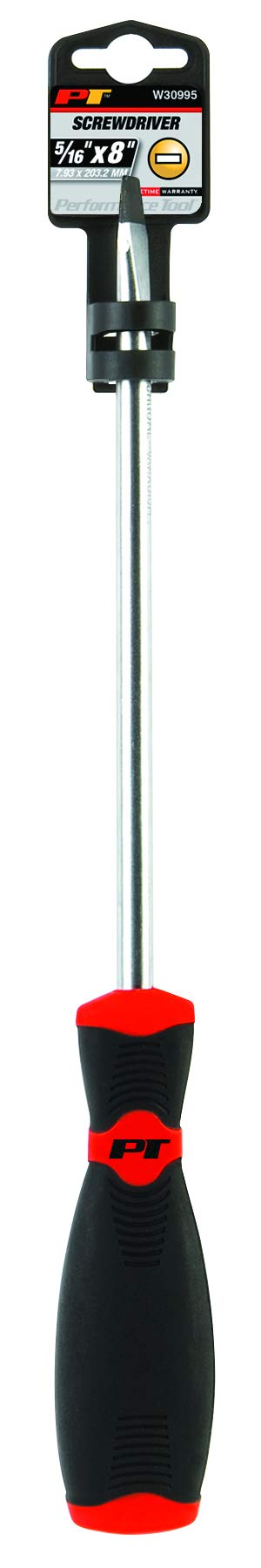 W30995 Performance Tool Black & Red Slotted Screwdriver, 5/16" x 8