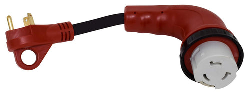 Valterra A10-3050D90VP 90° Mighty Cord Detachable 12" Adapter Cord - 30AM to 50AF, Red (Carded)