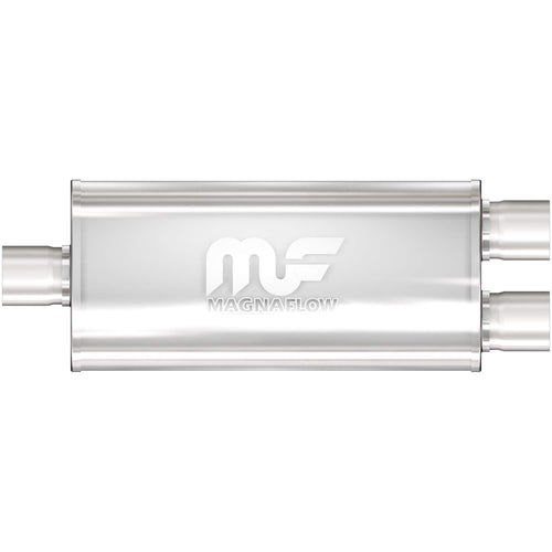 MagnaFlow Exhaust Performance Muffler 12148: 2.25"/2" Inlet/Outlet, 5x8x14" Oval, Stainless Steel, Satin Finish