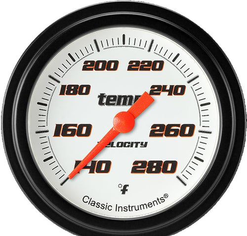 Velocity White Classic Instruments 2 5/8 in Water Temperature Gauge VS326WBLF-02 1/8
