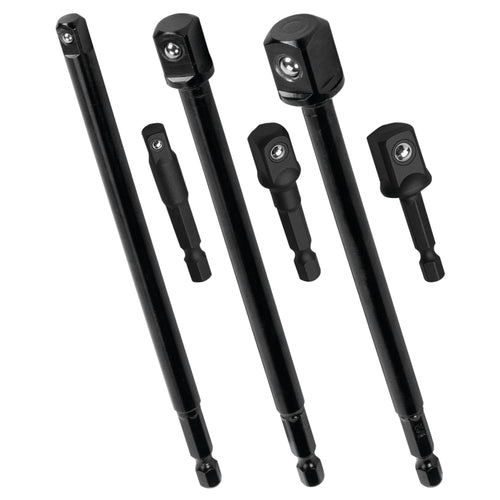 W9032 Performance Tool 2" and 6" Socket Adapter Set - 6 Pieces, Impact Grade Steel, Versatile Socket Compatibility