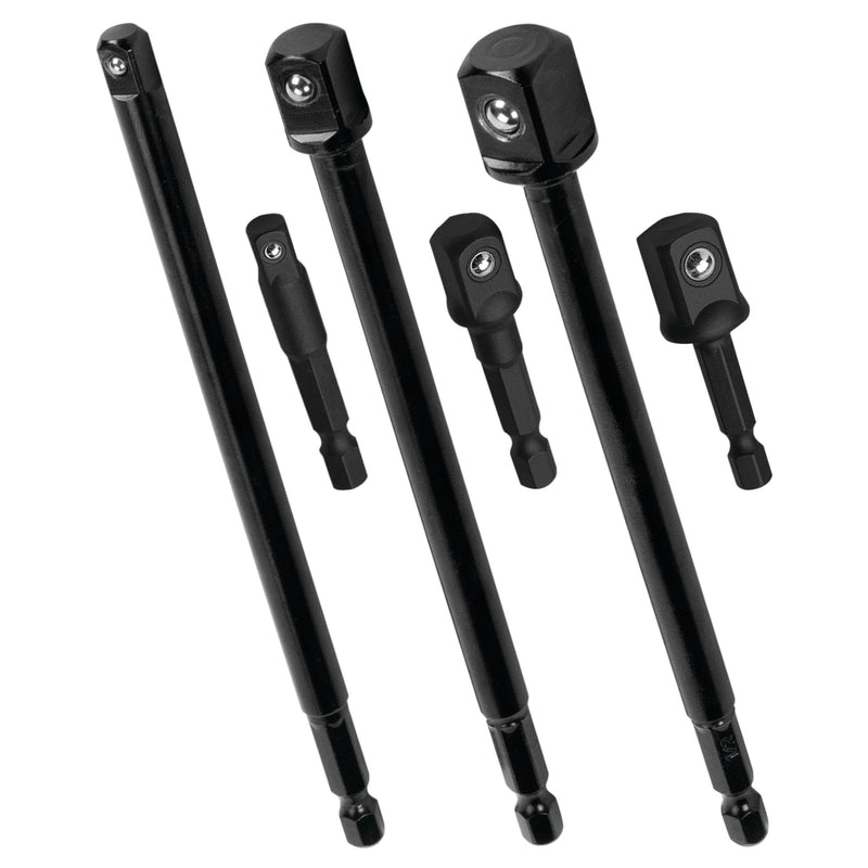 W9032 Performance Tool 2" and 6" Socket Adapter Set - 6 Pieces, Impact Grade Steel, Versatile Socket Compatibility