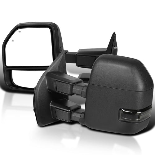 Tow Mirrors Spec-D Tuning Power Heated w/Temperature Sensor +Smoke LED Signal Compatible with 2017-2019 Ford F250 F350 F450 Super Duty Left + Right Pair