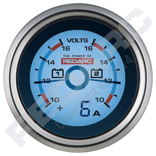 52mm Dual Voltage Gauge with optional current display
