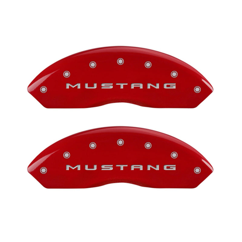 MGP 10202SM32RD Caliper Covers Red Powder Coat Finish Engraved Front Mustang Rear 3.7 Caliper Cover, (Set of 4)