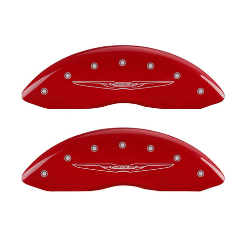 MGP Caliper Covers 32016SCW2RD Brake Covers Red Fits 2011-2019 Chrysler 300 (Dual Piston Front Caliper) Engraved with Chrysler Wing 2 (Front/Rear Covers; Set of 4)