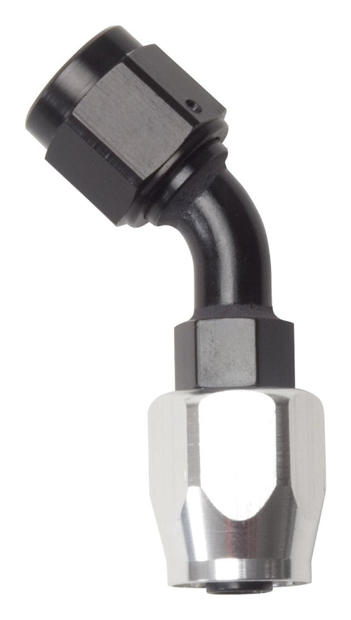 FULL FLOW HOSE END 45 DEG BEND -4 AN CLR/BLK FINISH