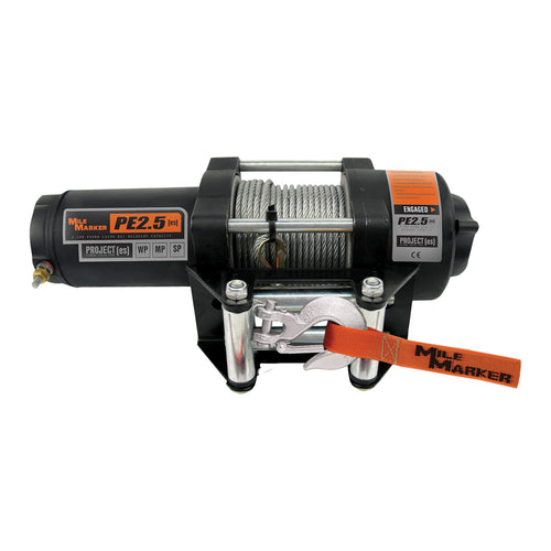 Mile Marker PE2.5 77-50105BW ATV UTV Side by Side Electric Winch with 3/16” x 42’ Steel Cable - 2500 Pound Capacity - Fully Sealed, Submersible, Water, Mud & Snow Proof