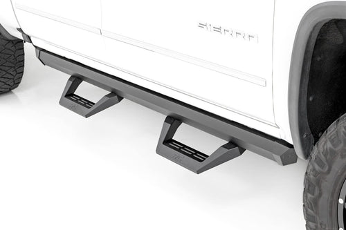Rough Country Adjustable SRX2 Aluminum Steps for Chevy Silverado GMC Sierra 1500/2500HD/3500HD (2007-2018) Crew Cab - Modular Running Boards with Slide-Adjust Steps