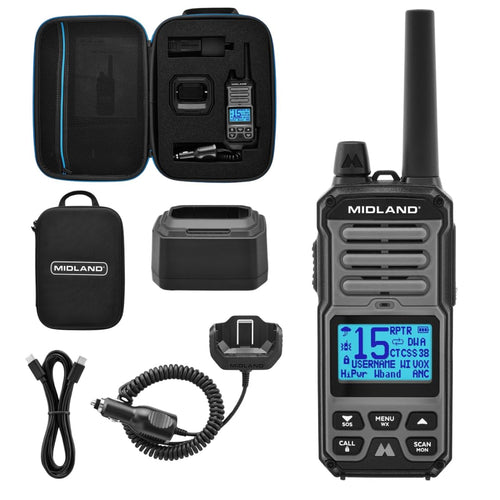 GXT67 Midland 5-Watt GMRS Two-Way Radio – Long Range Walkie Talkie for Overlanding, Jeep, & Off-Road – IP67 Waterproof, Repeater Capable, Rechargeable Battery, Hard Case Included (Black)