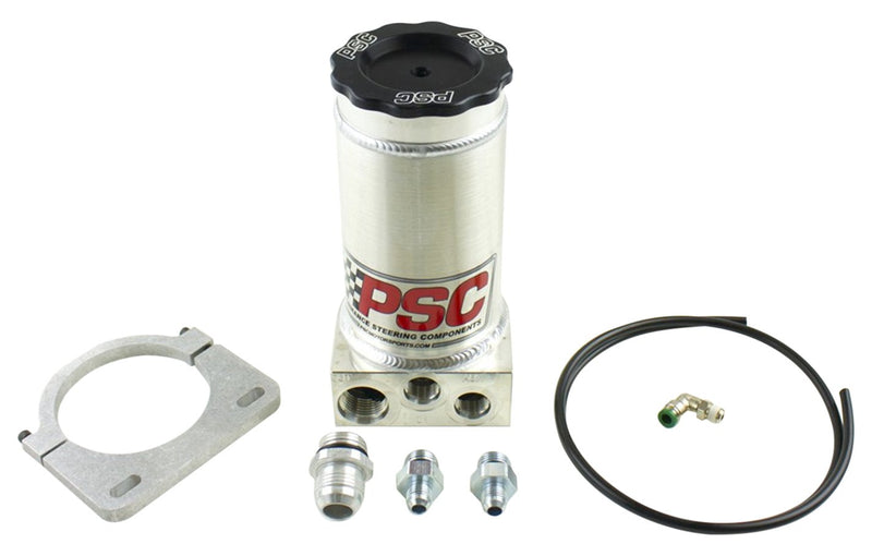 PSC Motor Sports Power Steering Pump Reservoir Gen IV SR146-6-10 8.25 in. w/Clamp Number 6 Return And Number 10 Feed