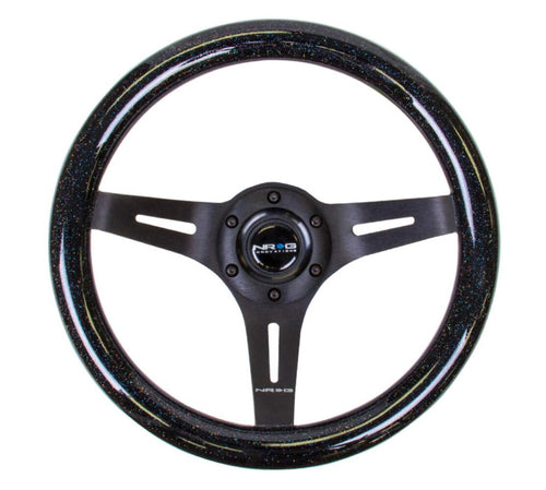 NRG Innovations Steering Wheel NRG-ST-310BSB-BK - 310mm, Classic Dark Wood Grain Wheel, Black Line Inlay, 3 Spoke Center in Black