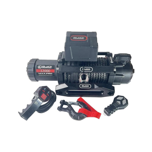 12V Black Horse Winch Black 12000lb Synthetic Rope for All Trucks and SUVs- SRW12000