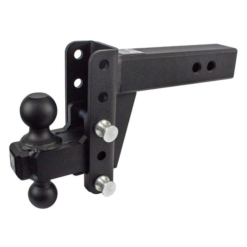 2.5" BulletProof Hitches Adjustable Heavy Duty Trailer Hitch (22,000 lb. Rating) - 4" Drop/Rise Trailer Hitch with 2" & 2-5/16" Dual Ball - Powder Coat, Solid Steel, Corrosion-Resistant