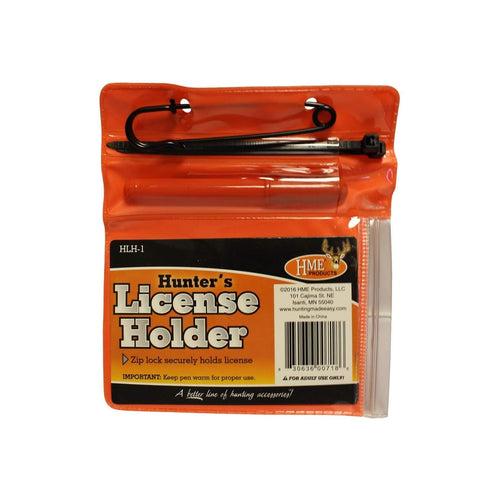 HME Waterproof Durable Secure Zip-Lock Hunter's License Holder with Built-in Snap - Includes Zip Ties for Tagging & A Pen