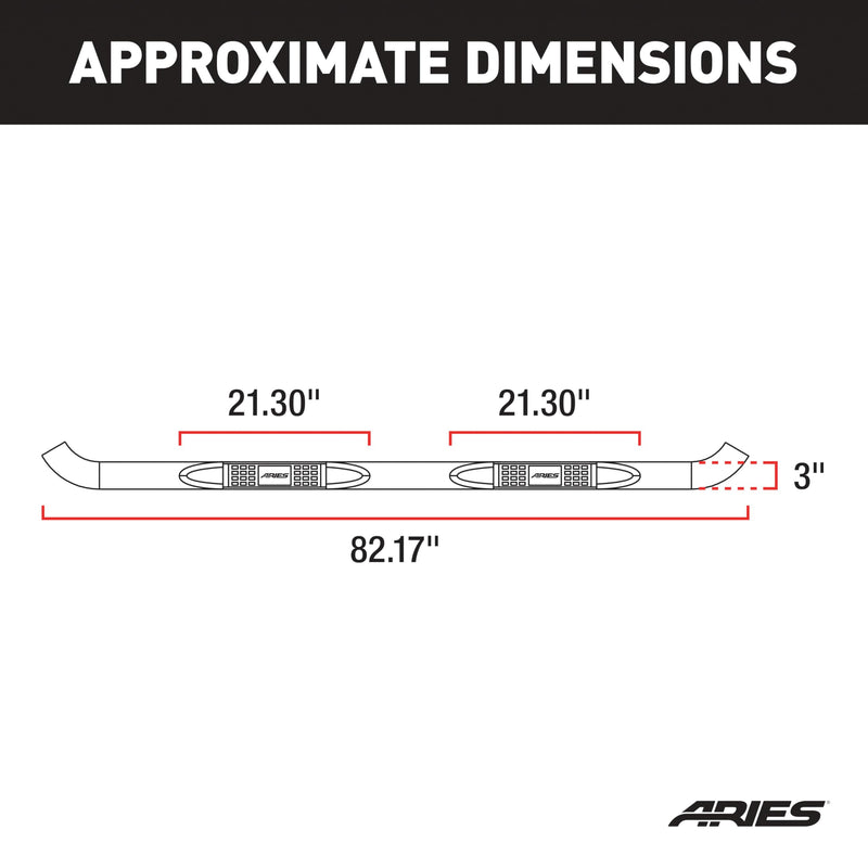 3-Inch Round Black Steel ARIES Nerf Bars, No-Drill, Fits Select Nissan Frontier, Suzuki Equator