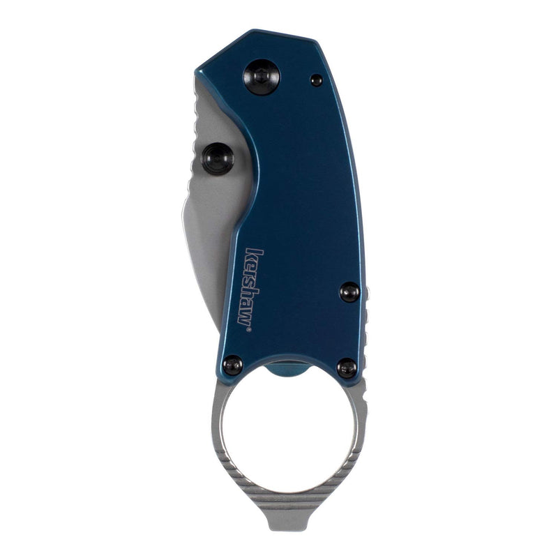 Kershaw Folding Pocket Knife Antic; 1.75-Inch 8Cr13MoV Stainless Steel Bead Blasted Blade, Stainless Steel PVD Coated Handle, Manual Opening, Bottle Opener and Flat Head Screwdriver (8710), Navy